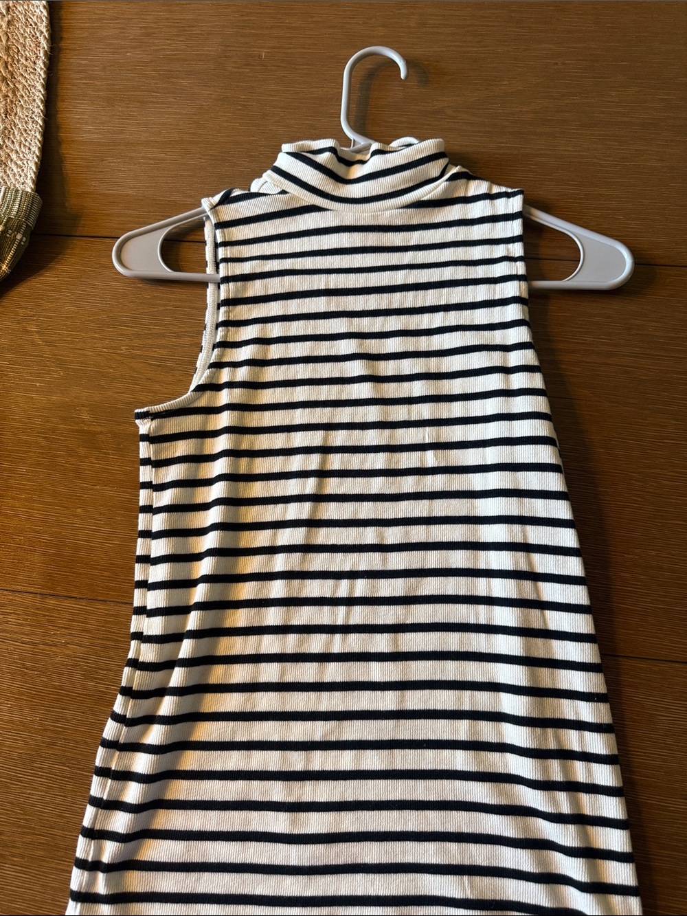LOFT Black & White Striped Mock Neck Tank